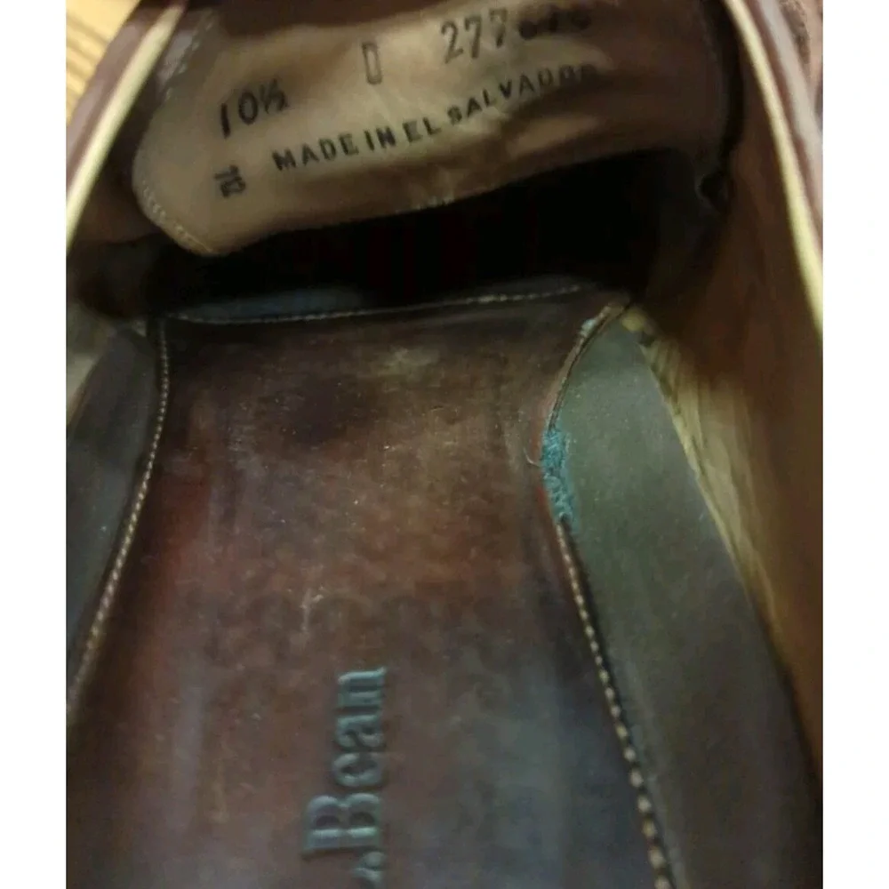 LL Bean Brown Leather Loafer Men's US 10.5 D Lace‎ Up Oxford Distressed Shoes